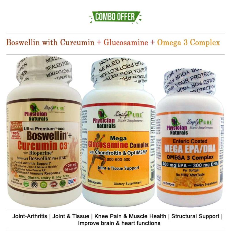 Boswellin Curcumin+Glucosamine+Omega3 Pack