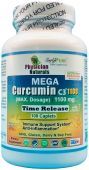 Mega Curcumin C3 1100 mg Sustained Time Release Max Dosage Each caplet equals 33,000 mg Turmeric Powder Promotes Immune and Joint Health