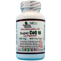 Super CoQ10 with Piperine 5X High Absorption 200 mg Veg Capsules 98% Coenzyme Q10