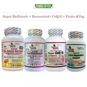 Combo Super BioEnteric Cur+ Resveratrol + CoQ10 + Fruits & Veg Pack 4 Pack