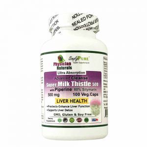 Ultra Cleanse Super Milk Thistle 500 mg per cap 100 Veg.Caps 80% Silymarin Enhances Liver Health