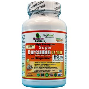 High Absorption Super Curcumin C3 1000mg with Bioperine 600x more Potent than Turmeric Powder Promotes Immune Inflammation Cognitive Health