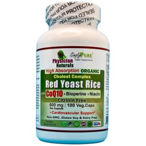 Premium Organic Red Yeast Rice with CoQ10 Piperine 600 mg High Absorption  Cholest Complex 100 Veg Capsules