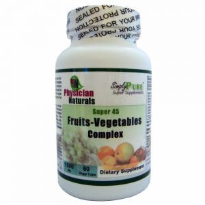  Ultimate Fruits & Vegetable Super Food 1500 mg Complex Advanced Synergistic Blend of phytonutrients from 45 super fruits and vegetables. Each Serving of 1500 mg is Equivalent to 3-5 Servings of Vegetables and Fruits Per Day