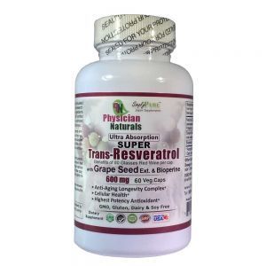 Ultra Absorption Super Resveratrol with Grape Seed Ext. and Bioperine 600 mg per veggie cap Anti-aging Antioxidant Immune Support